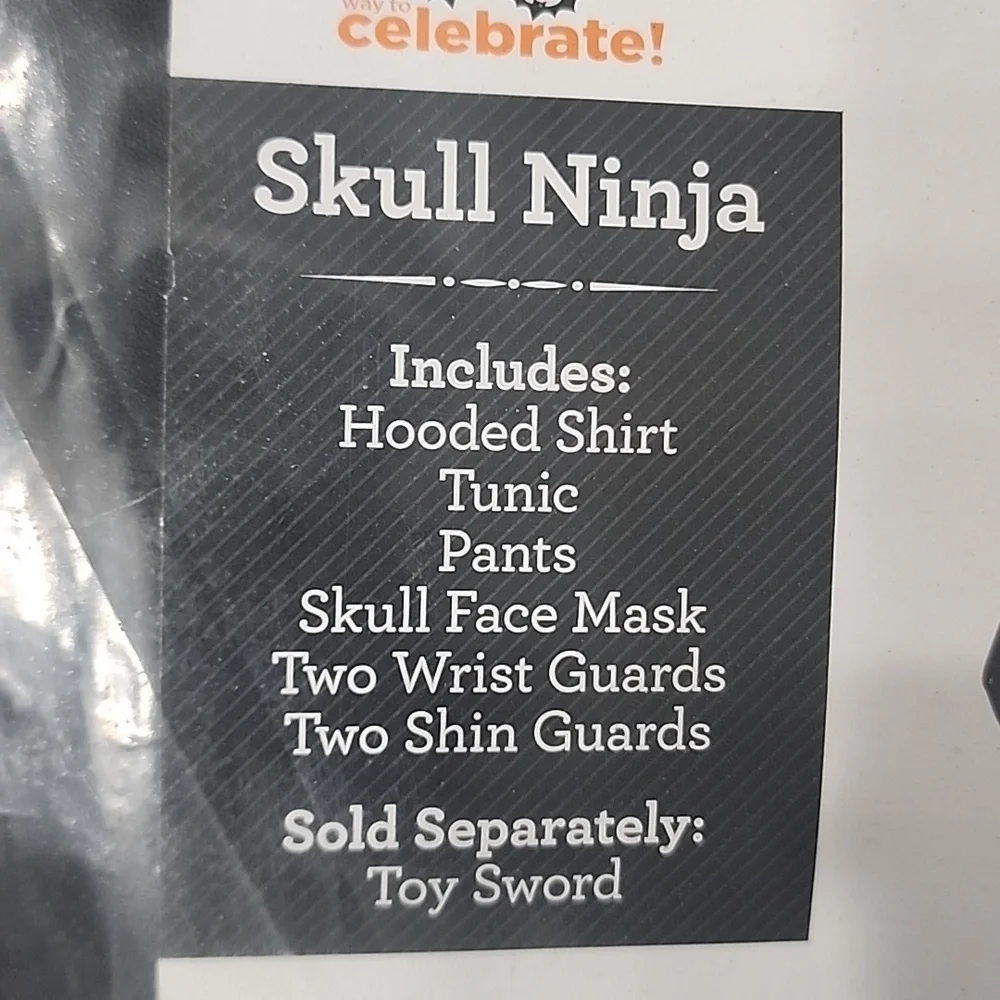 NWT Boys Skull Ninja Costume Size Large 10/12​​​​